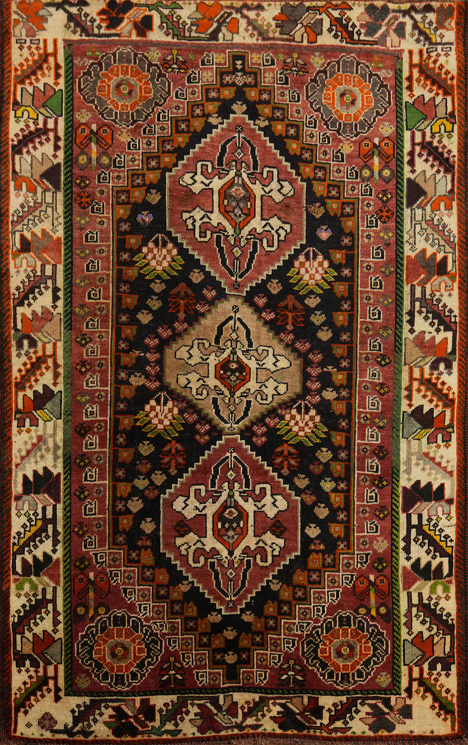 Vintage Tribal Abadeh Persian Rug 3x5