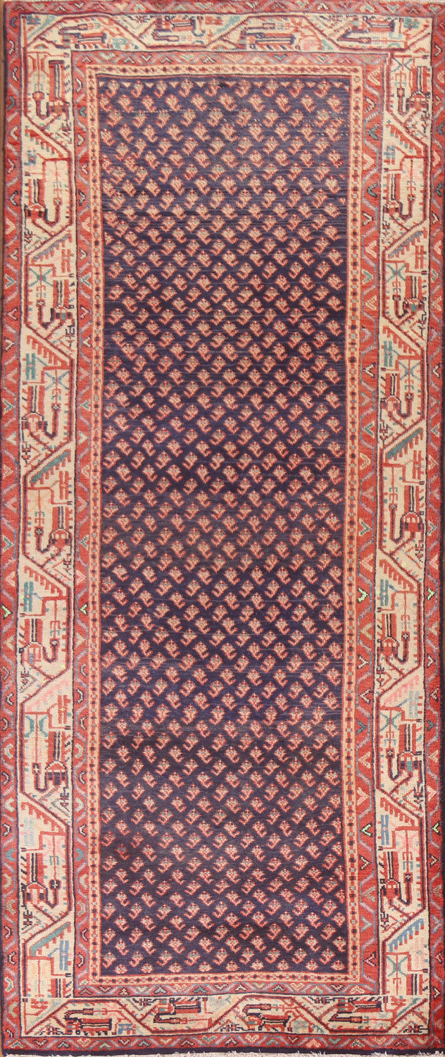 Navy Blue Botemir Persian Runner Rug 4x10