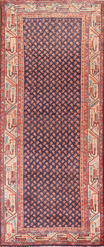 Navy Blue Botemir Persian Runner Rug 4x10
