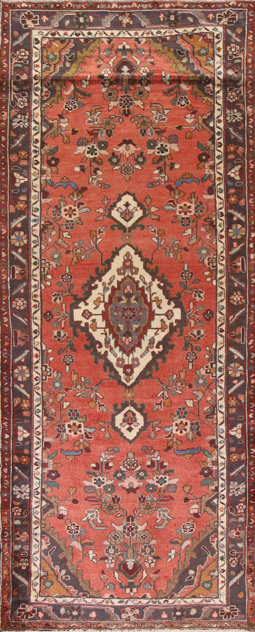 Vintage Red Hamedan Persian Runner Rug 4x9