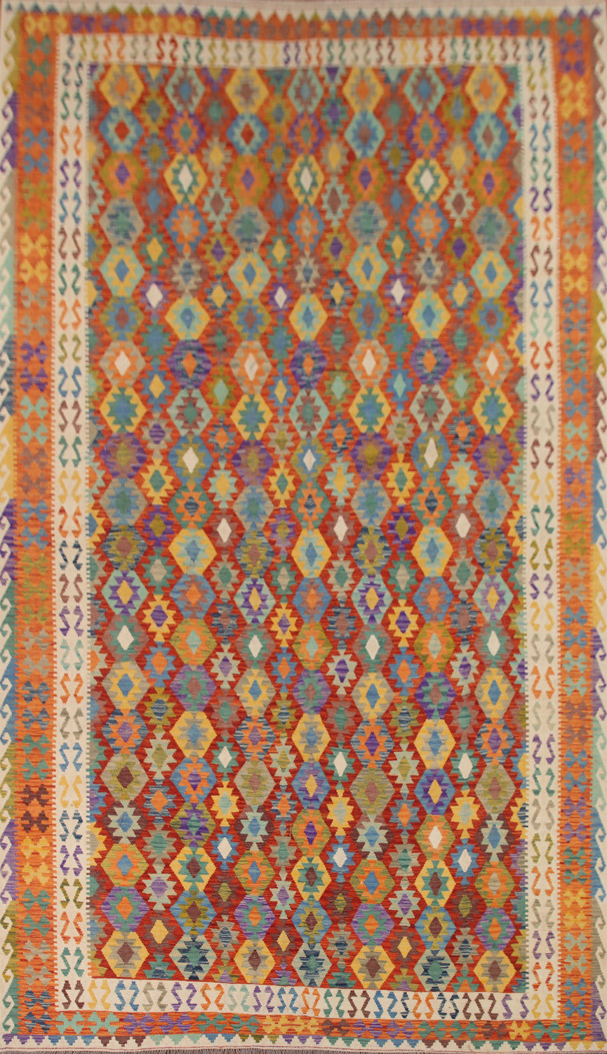 Geometric Kilim Wool Large Rug 10x16