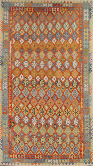 Geometric Wool Kilim Oriental Large Rug 10x16