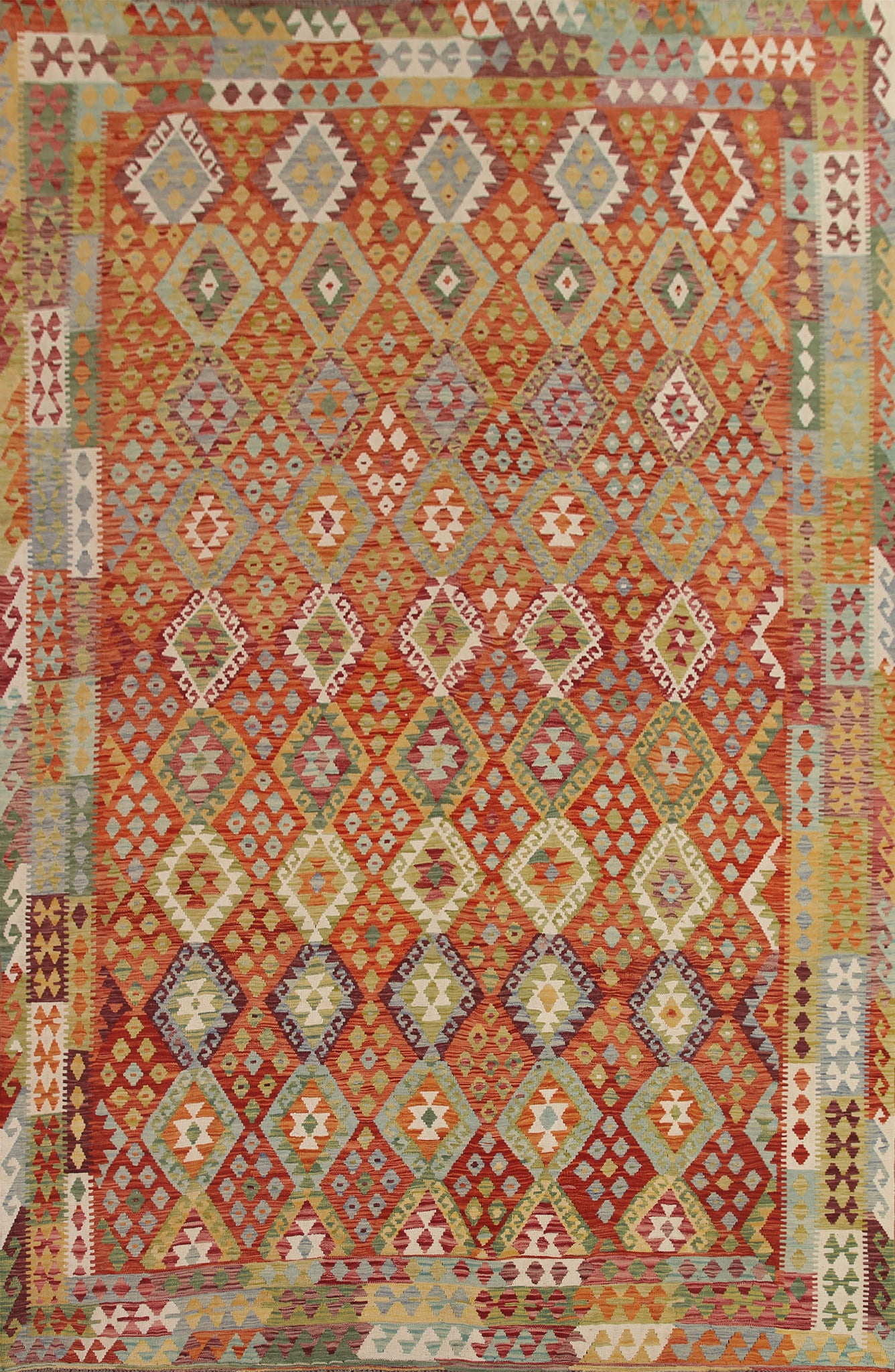 Multicolor Kilim Wool Area Rug 10x13