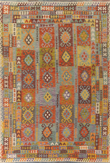Geometric Kilim Wool Area Rug 10x13