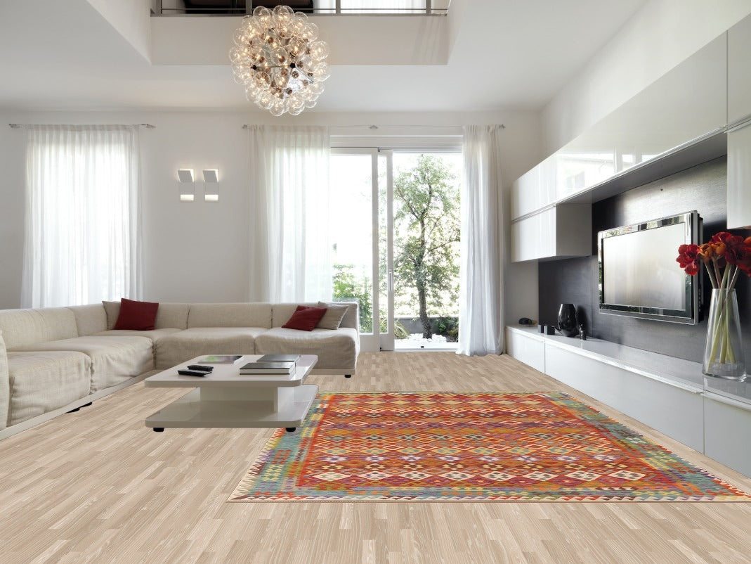 Colorful Kilim Reversible Wool Area Rug 10x13