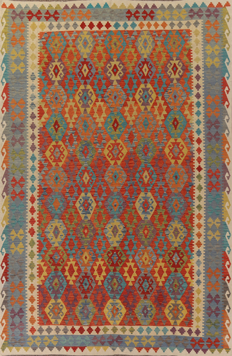 Reversible Wool Kilim Geometric Area Rug 8x11