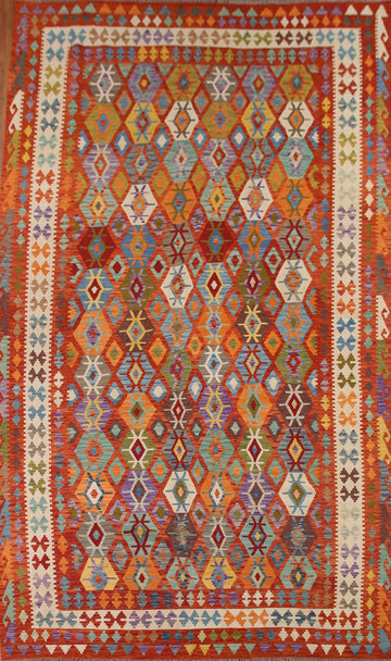 Geometric Kilim Large Wool Rug 11x16