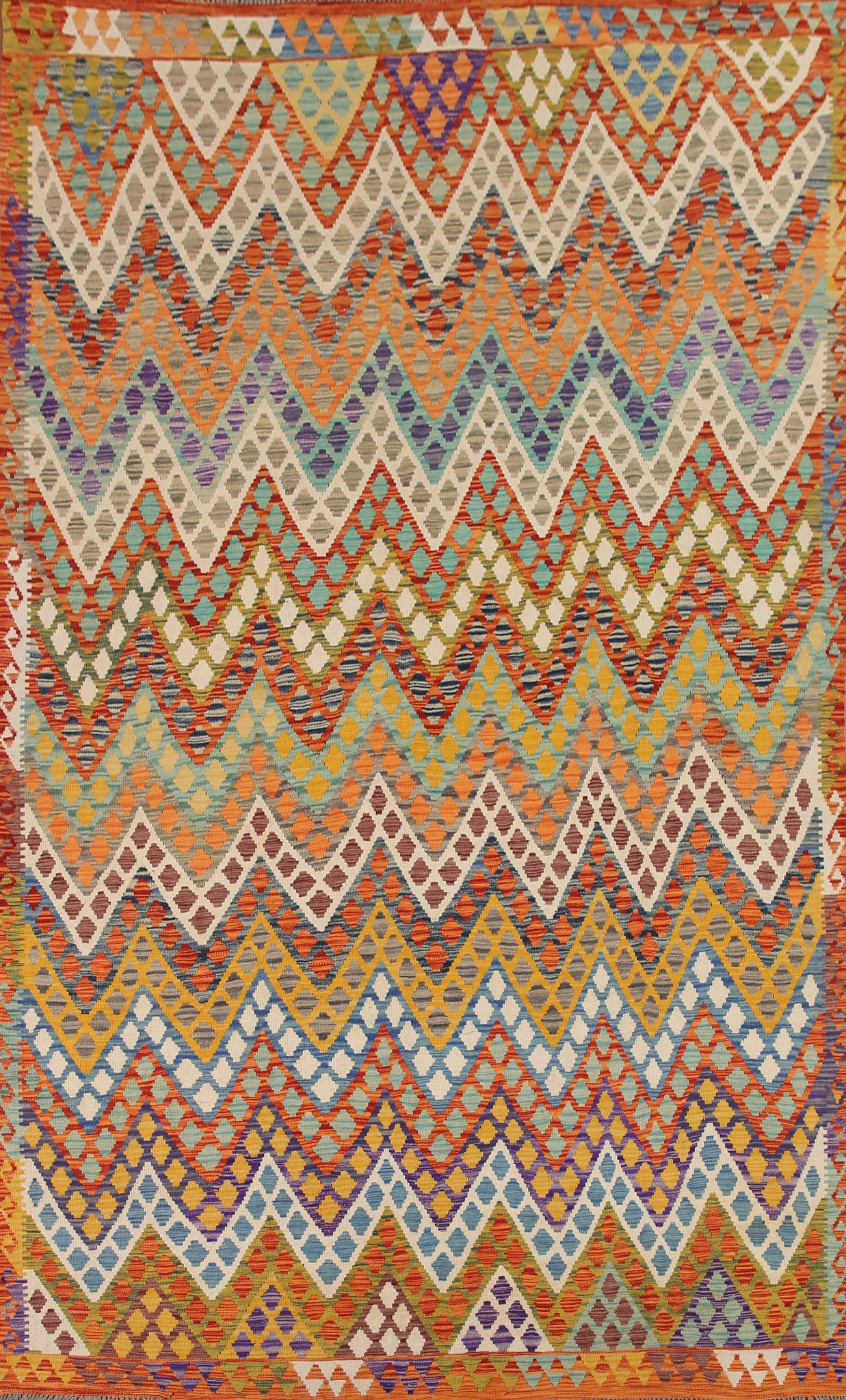 Reversible Wool Kilim Oriental Area Rug 8x13