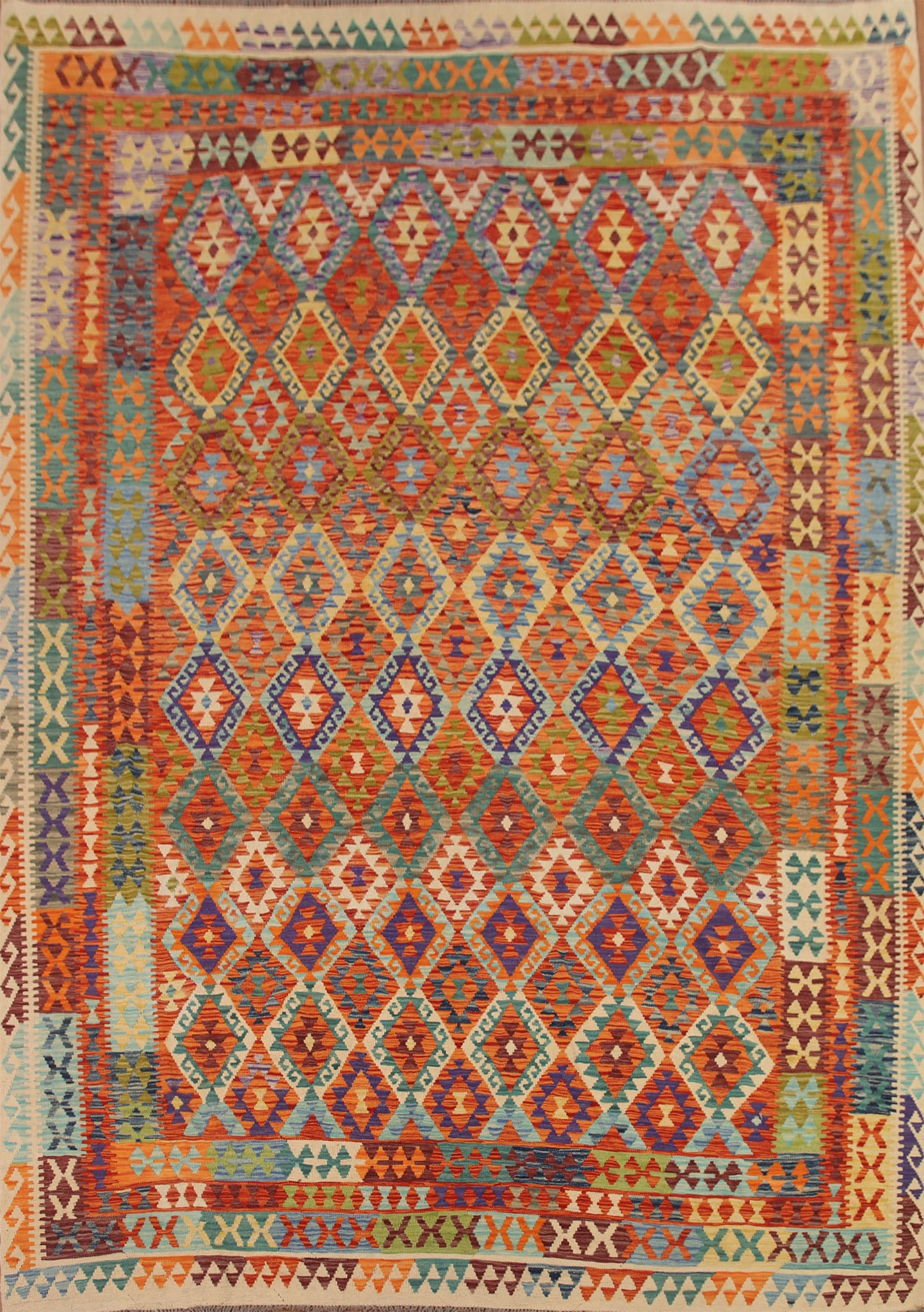 Reversible Wool Kilim Area Rug 10x13