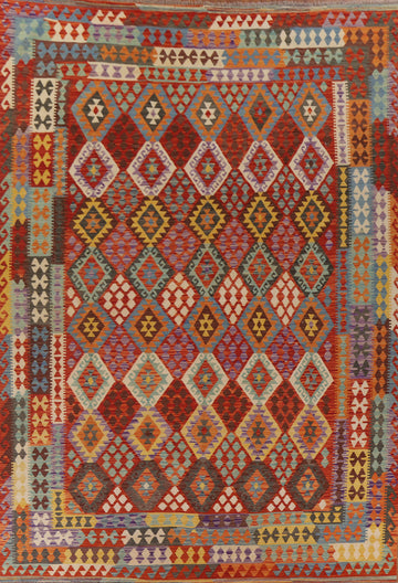 Wool Kilim Geometric Area Rug 10x13