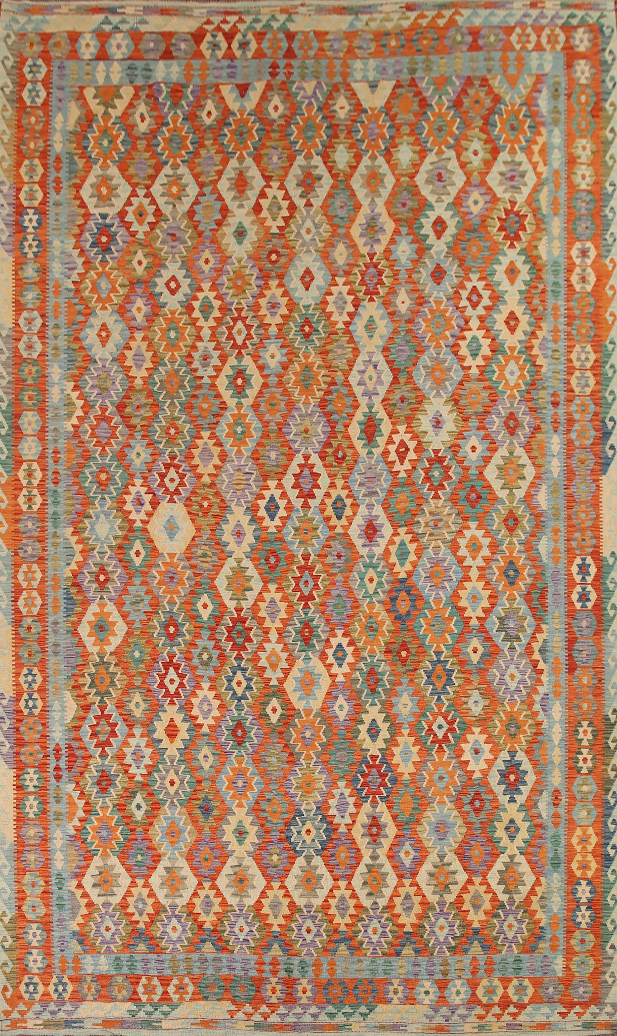 Reversible Wool Kilim All-Over Large Rug 10x16