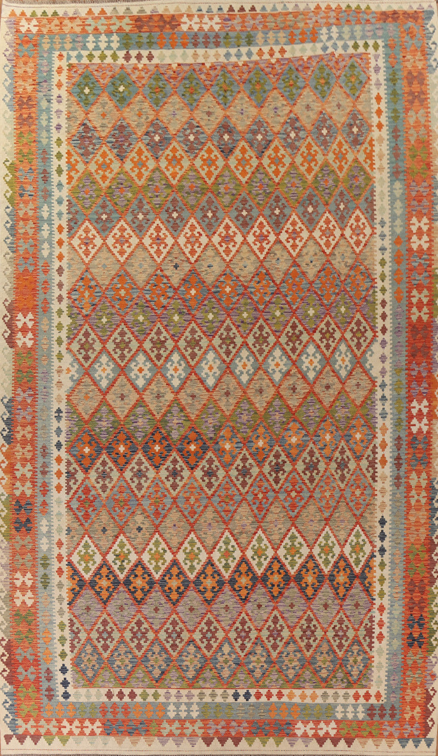 Geometric Kilim Reversible Wool Rug 10x16