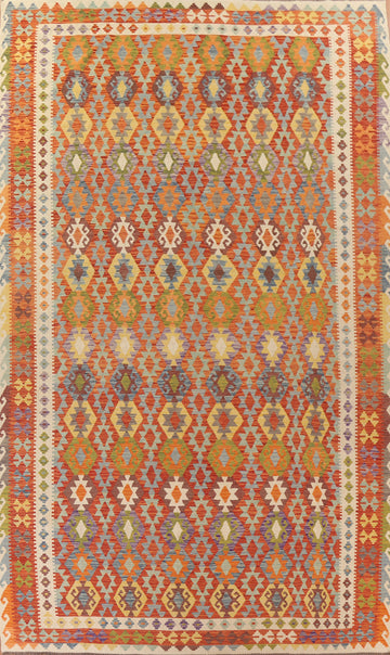 Reversible Wool Kilim Geometric Large Rug 10x16
