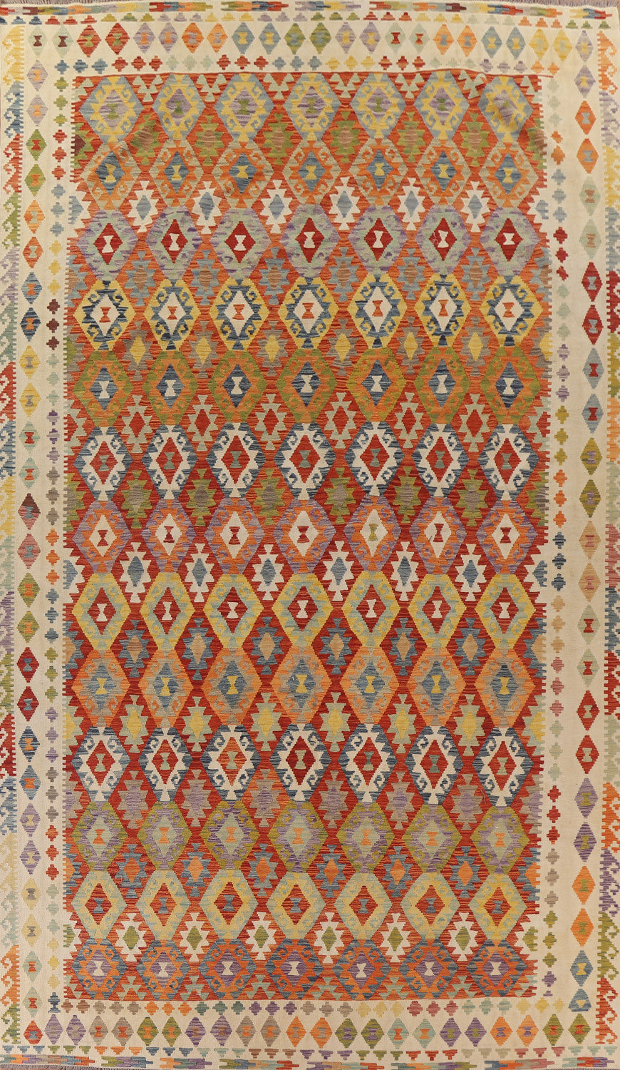 Kilim Geometric Large Wool Rug 10x17