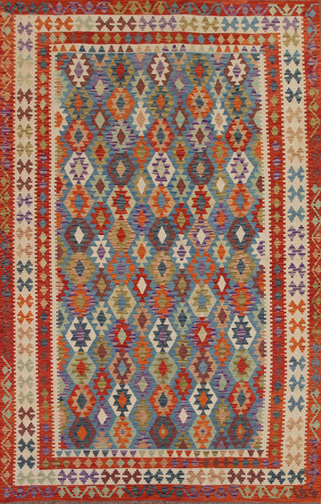 Hand-Woven Kilim Wool Area Rug 8x12
