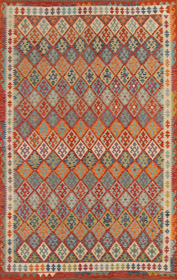 All-Over Kilim Reversible Wool Area Rug 9x11