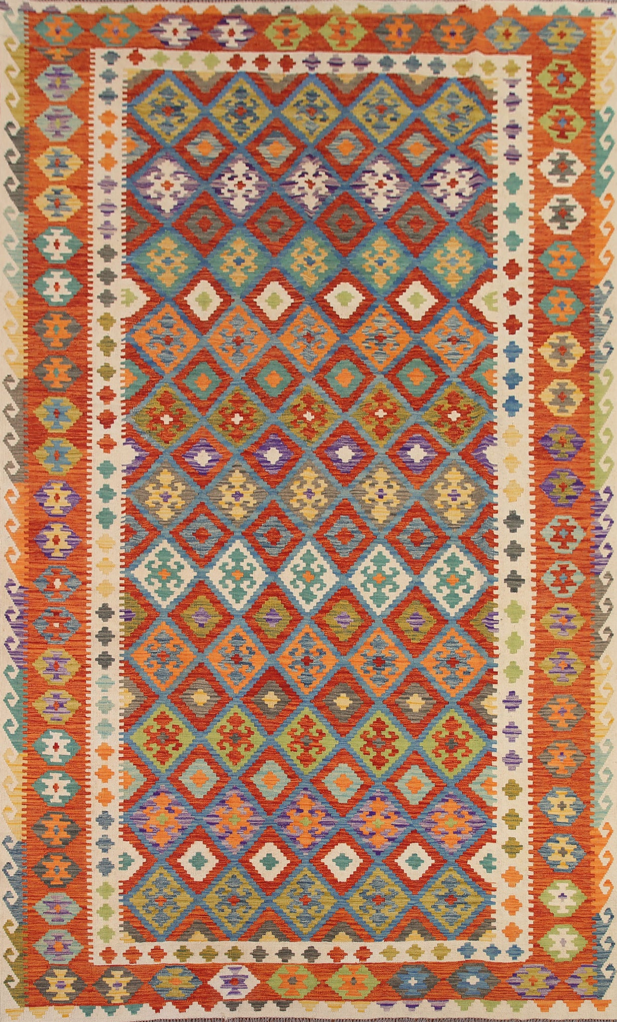 Reversible Wool Kilim Area Rug 8x12