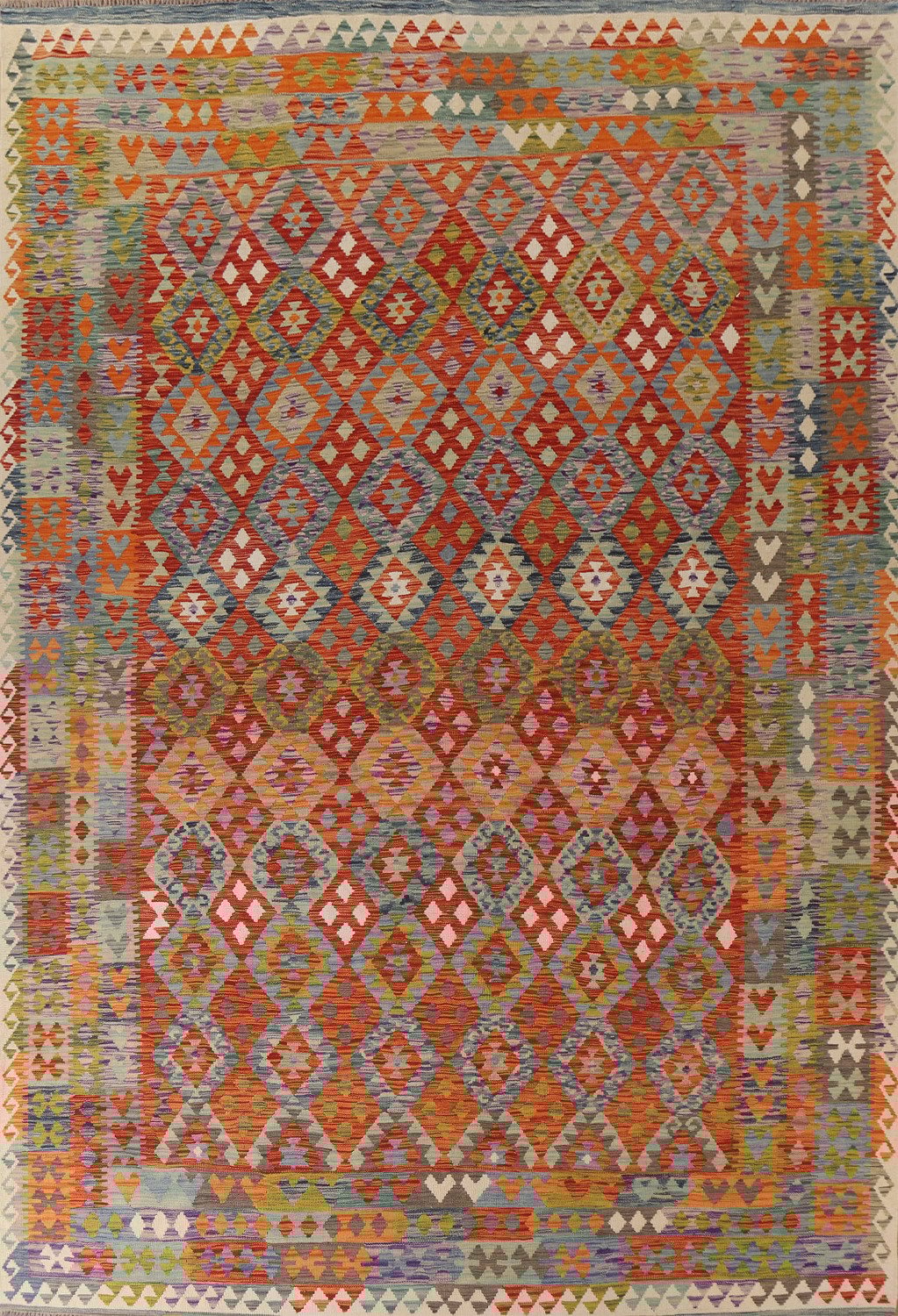 Reversible Wool Kilim Area Rug 10x13
