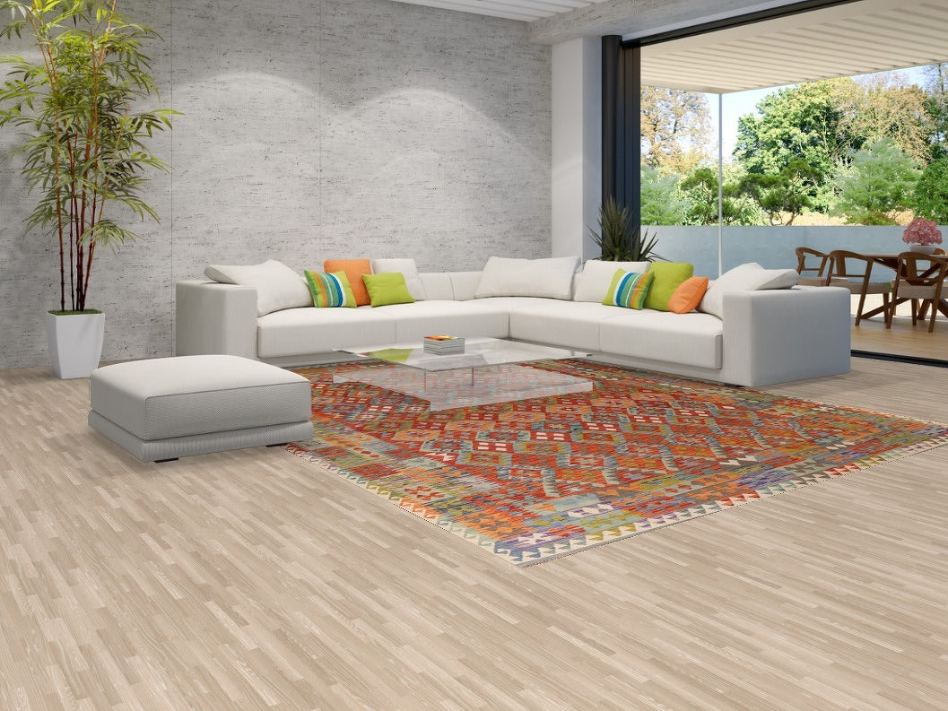 Reversible Wool Kilim Area Rug 10x13