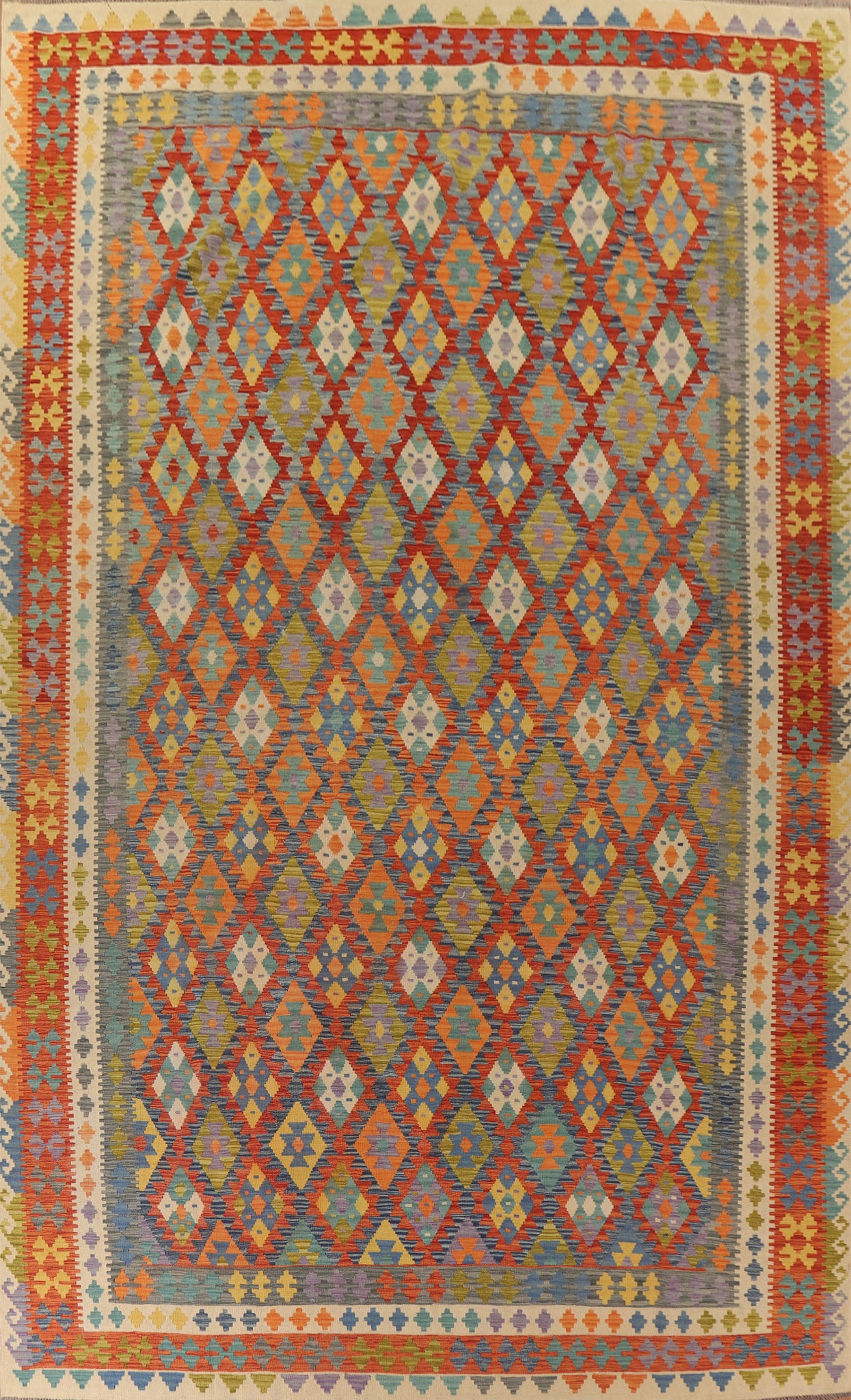 Reversible Wool Kilim Large Rug 10x16