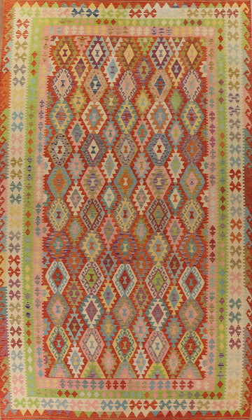Geometric Kilim Large Wool Rug 10x16