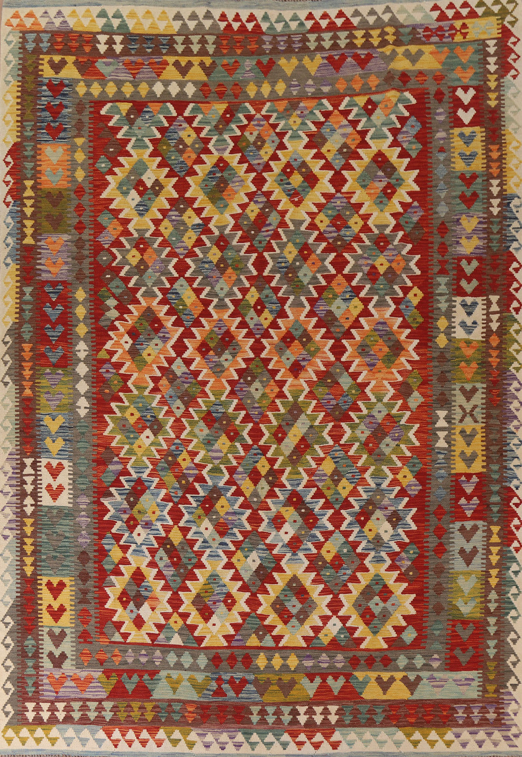 Hand-Woven Wool Kilim Area Rug 8x11