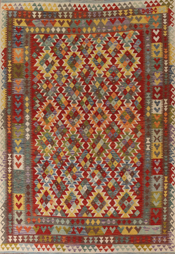 Hand-Woven Wool Kilim Area Rug 8x11