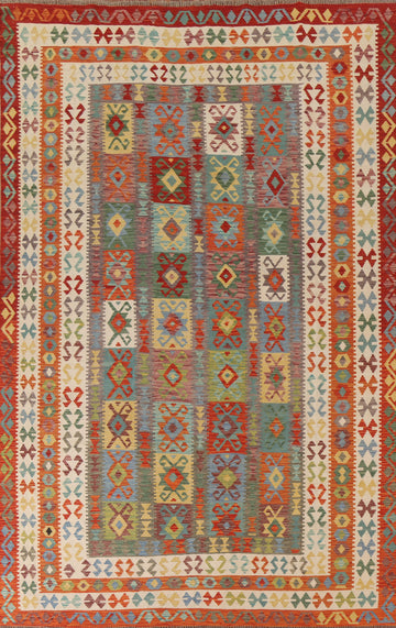 Geometric Kilim Wool Area Rug 8x11