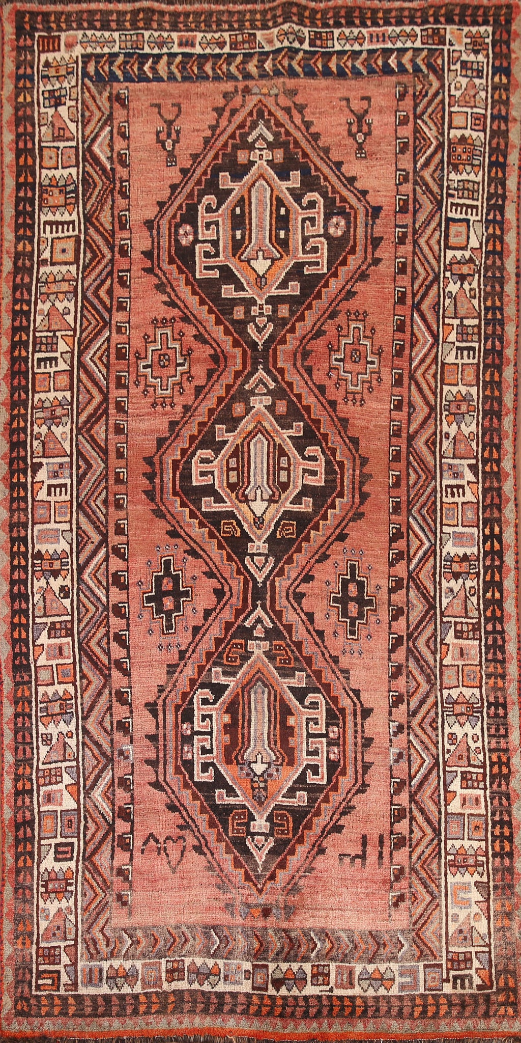Geometric Wool Shiraz Persian Area Rug 4x8
