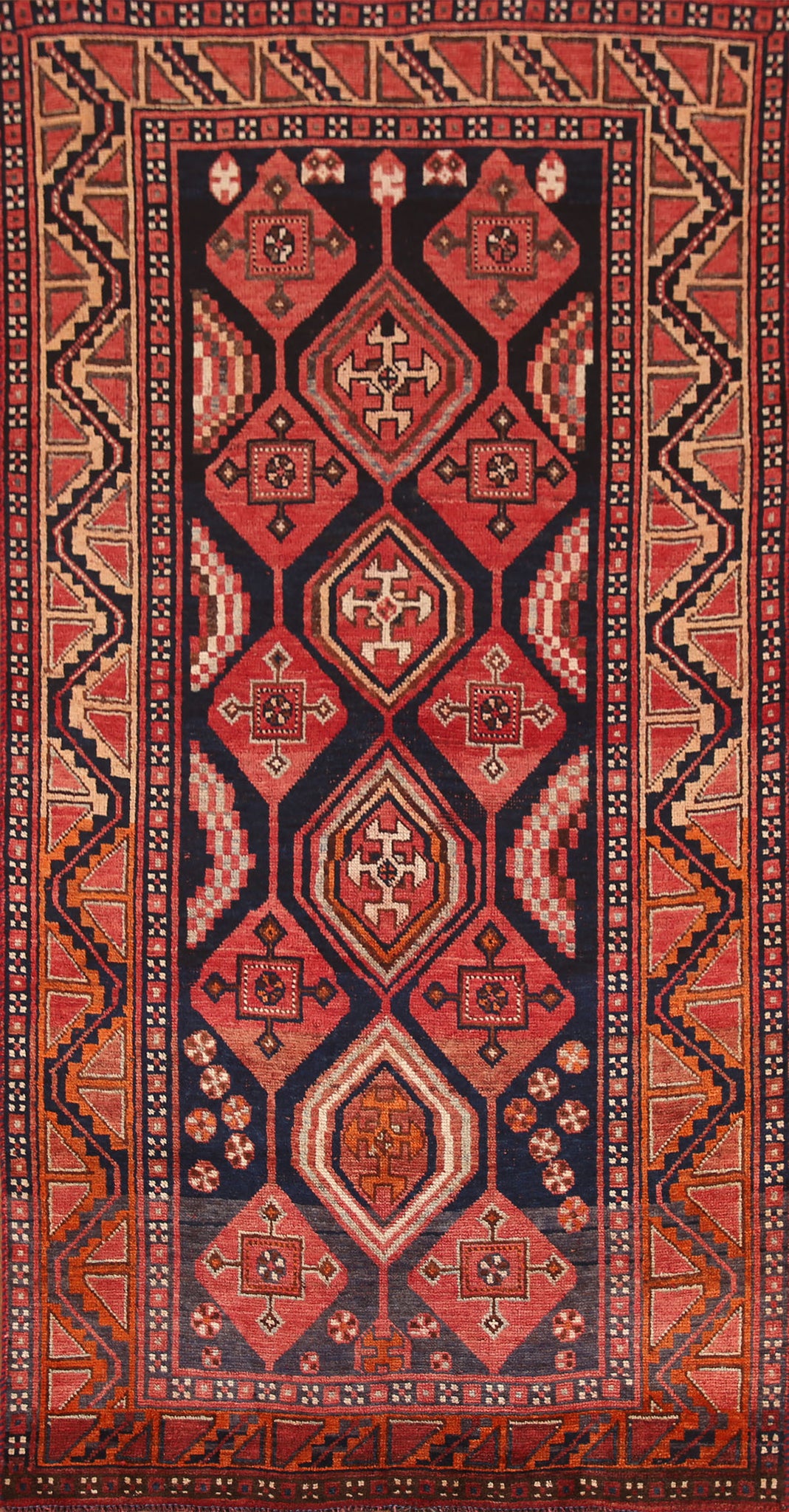 Navy Blue & Red Lori Persian Area Rug 4x8