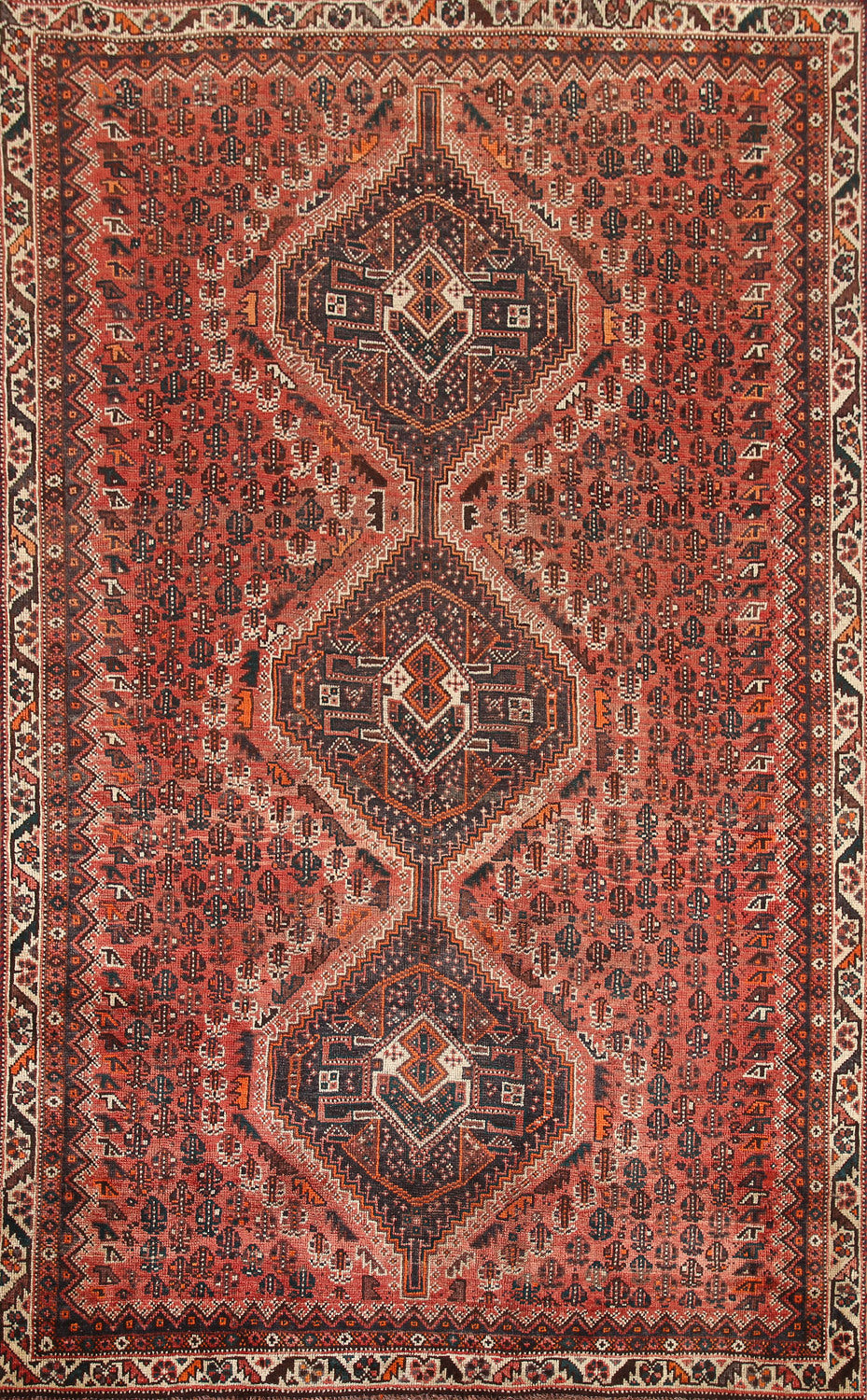 Vintage Wool Shiraz Persian Area Rug 6x9