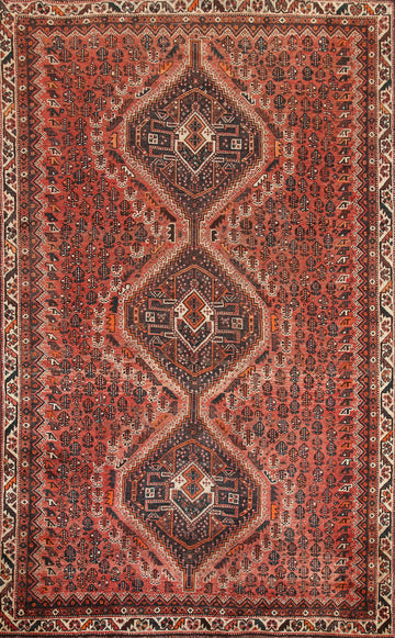 Vintage Wool Shiraz Persian Area Rug 6x9