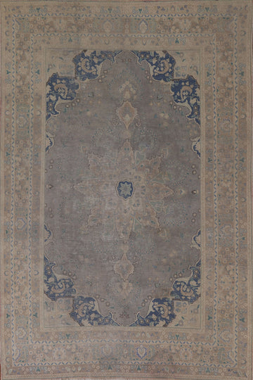 Vintage Gray Mashad Persian Area Rug 7x10