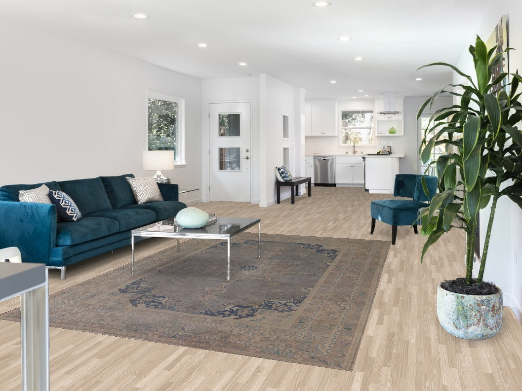 Vintage Gray Mashad Persian Area Rug 7x10