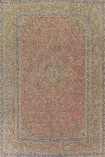 Pink Floral Mashad Persian Area Rug 10x13
