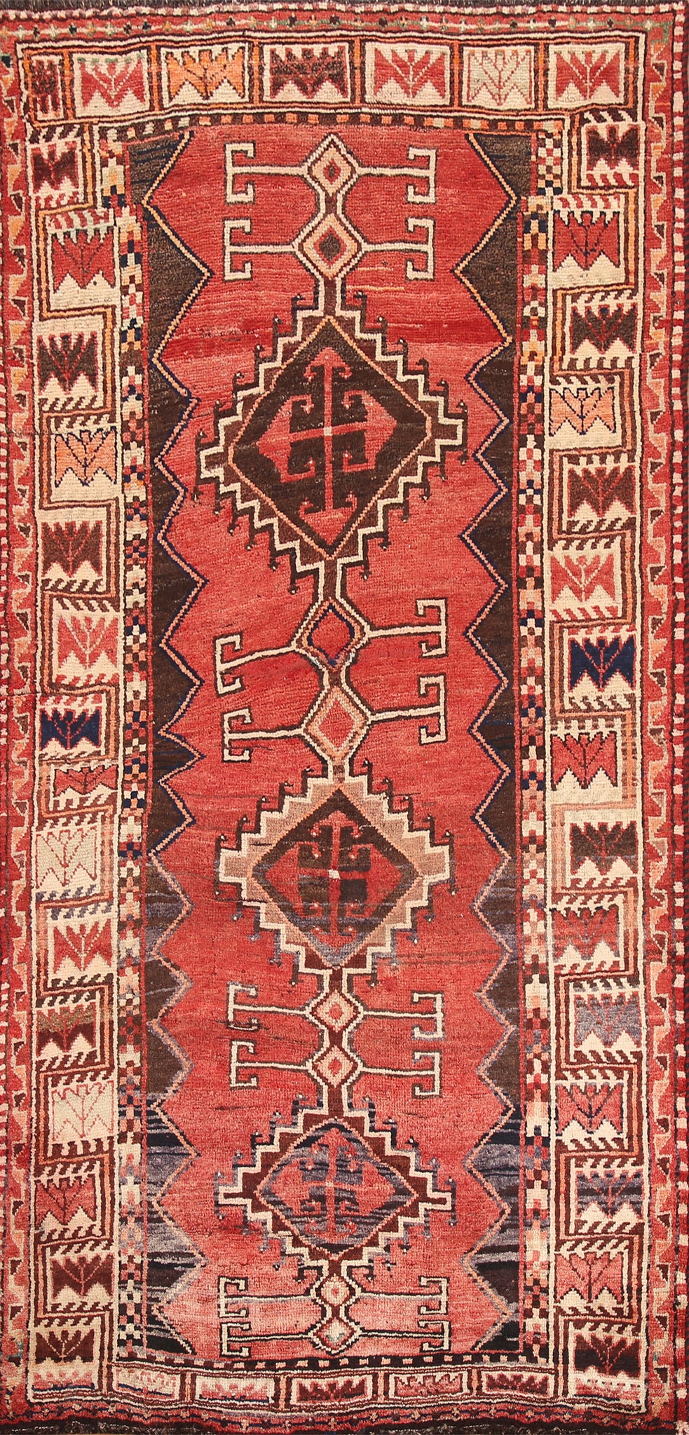 Vintage Red Lori Persian Runner Rug 4x9