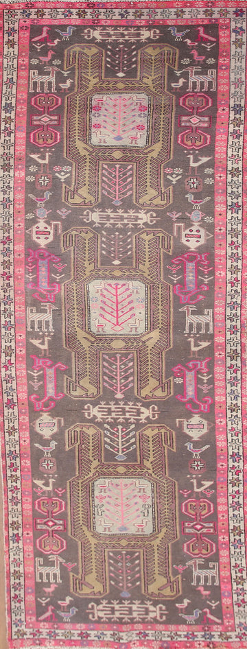 Geometric Meshkin Persian Runner Rug 4x11