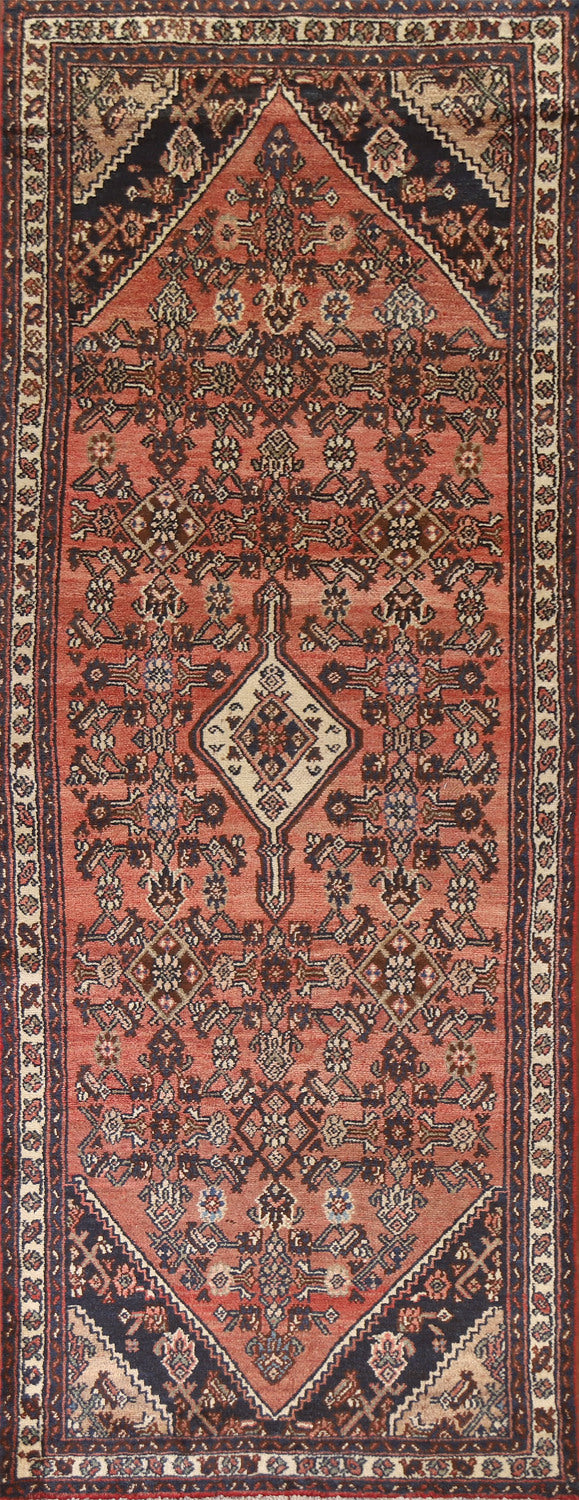 Vintage Hamedan Persian Runner Rug 3x10
