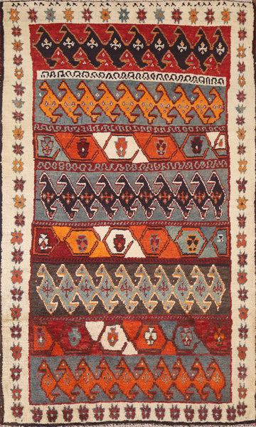 Geometric Gabbeh Persian Area Rug 3x5
