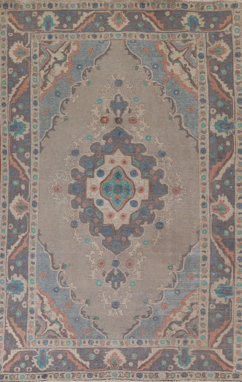 Gray Geometric Tabriz Persian Area Rug 6x10