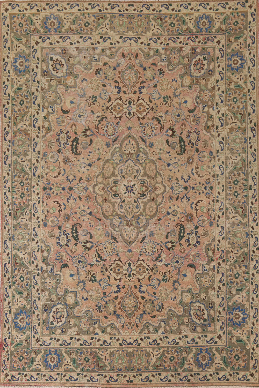 Handmade Wool Mashad Persian Area Rug 6x9