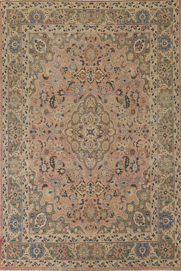 Handmade Wool Mashad Persian Area Rug 6x9