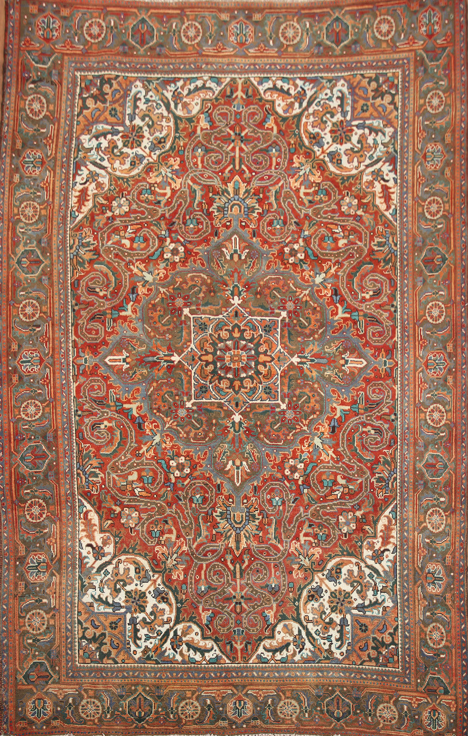 Handmade Wool Heriz Persian Area Rug 7x9