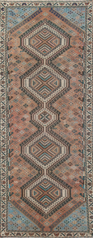 Geometric Bakhtiari Persian Runner Rug 4x10