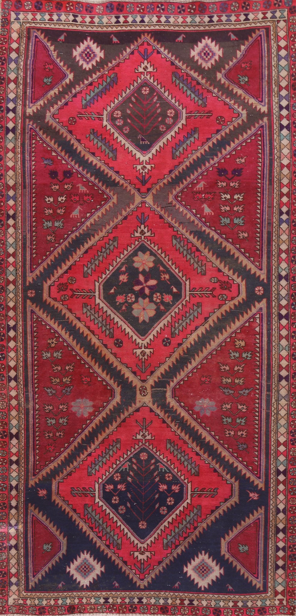 Vintage Wool Meshkin Persian Area Rug 5x10