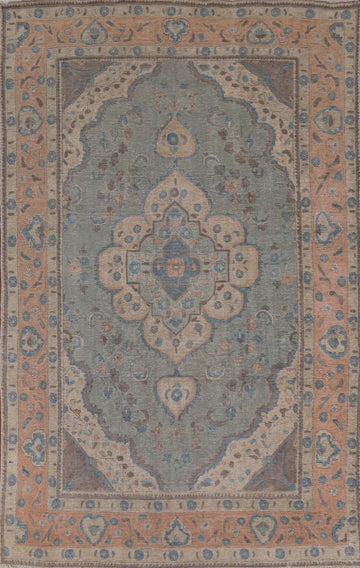 Distressed Wool Tabriz Persian Area Rug 6x10