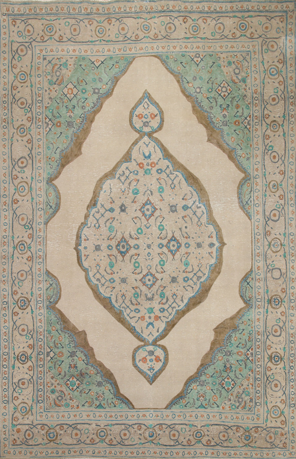 Distressed Wool Tabriz Persian Area Rug 8x11
