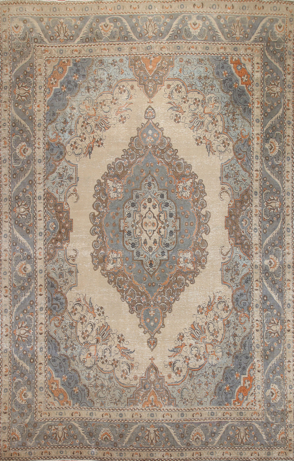 Distressed Wool Tabriz Persian Area Rug 9x13