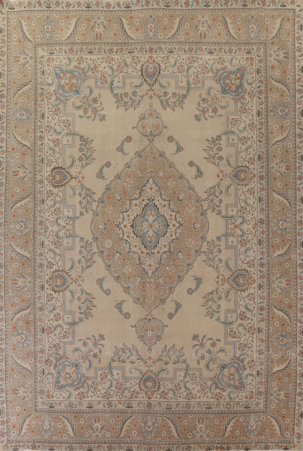 Distressed Wool Tabriz Persian Area Rug 10x13