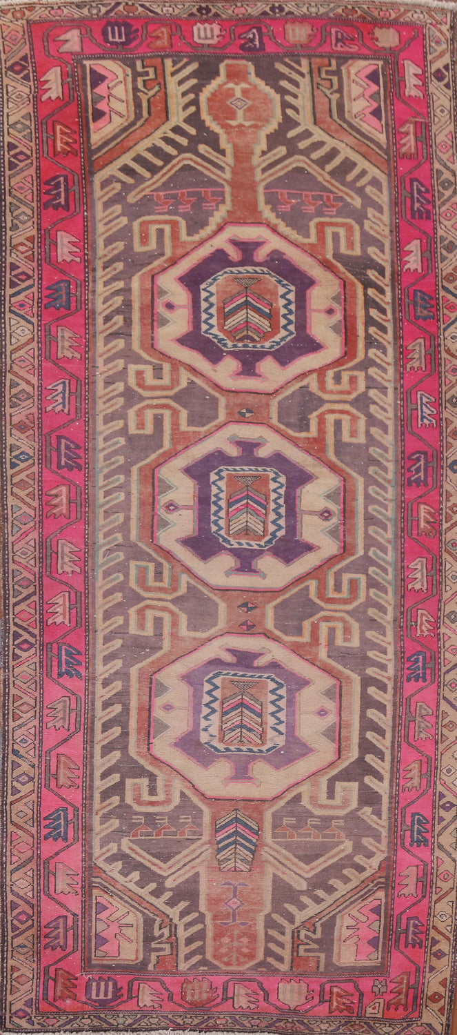 Geometric Wool Meshkin Persian Runner Rug 4x10